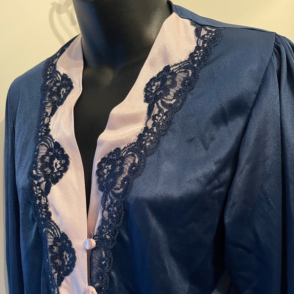 Vintage Undercover Wear Blue & Pink Silky 2pc Pj Set Size M - Picture 2 of 16